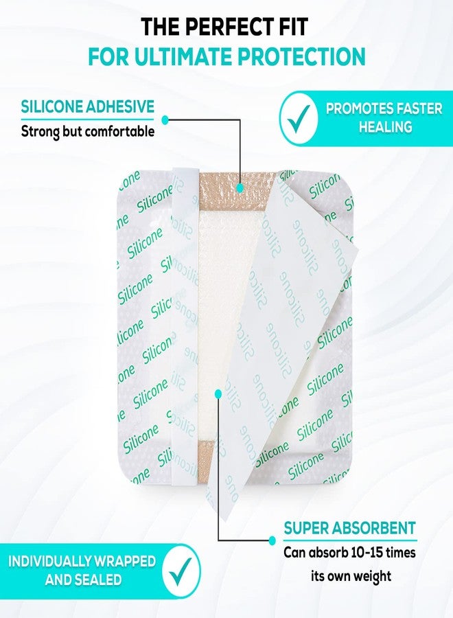 MedVanceTM Silicone - Bordered Silicone Adhesive Foam Dressing Size 6"x6" (4.1"x4.1" pad), Box of 5 dressings - Image 2